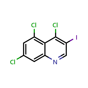 Chemical structure of 4,5,7-trichloro-3-iodoquinoline , CAS 1598298-32-8, AChemBlock T90739