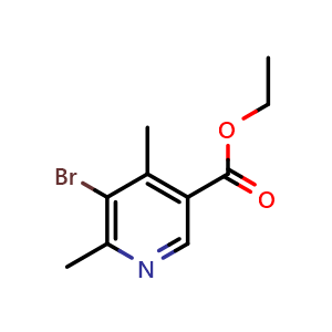 Chemical structure of ethyl 5-bromo-4,6-dimethyl-pyridine-3-carboxylate , CAS 2091829-77-3, AChemBlock T90752