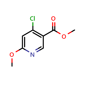 Chemical structure of methyl 4-chloro-6-methoxypyridine-3-carboxylate , CAS 848953-45-7, AChemBlock T90760