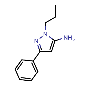 Chemical structure of 3-Phenyl-1-propyl-1H-pyrazol-5-amine , CAS 3524-48-9, AChemBlock T90761