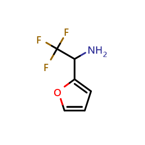 Chemical structure of 2,2,2-trifluoro-1-(furan-2-yl)ethan-1-amine , CAS 65686-90-0, AChemBlock T90766