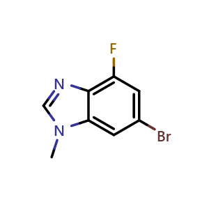 Chemical structure of 6-Bromo-4-fluoro-1-methyl-1H-benzo[d]imidazole , CAS 2260683-78-9, AChemBlock T90769