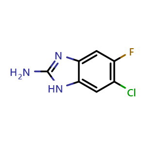 Chemical structure of 2-Amino-6-chloro-5-fluoro-1H-benzimidazole , CAS 142356-64-7, AChemBlock T90783