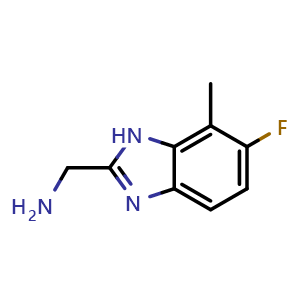 Chemical structure of (6-fluoro-7-methyl-1h-benzimidazol-2-yl)methanamine , CAS 1388048-44-9, AChemBlock T90785
