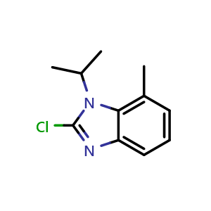 Chemical structure of 2-chloro-1-isopropyl-7-methyl-1H-benzo[d]imidazole , CAS 1193273-54-9, AChemBlock T90802
