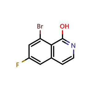 Chemical structure of 8-bromo-6-fluoroisoquinolin-1-ol , CAS 2411635-05-5, AChemBlock T90812
