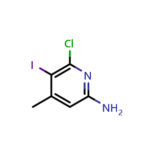 Chemical structure of 6-Chloro-5-iodo-4-methylpyridin-2-amine , CAS 2369616-78-2, AChemBlock T90819