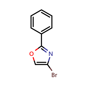 Chemical structure of 4-bromo-2-phenyloxazole , CAS 861440-59-7, AChemBlock T90820
