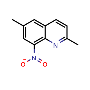 Chemical structure of 2,6-dimethyl-8-nitroquinoline , CAS 30465-59-9, AChemBlock T90832