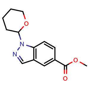 Chemical structure of methyl 1-(tetrahydro-2H-pyran-2-yl)-1H-indazole-5-carboxylate , CAS 1337881-98-7, AChemBlock T90854