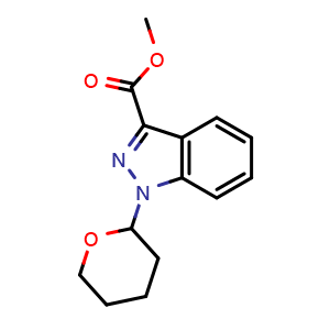 Chemical structure of methyl 1-(tetrahydro-2H-pyran-2-yl)-1H-indazole-3-carboxylate , CAS 1337881-49-8, AChemBlock T90858