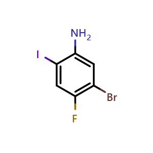 Chemical structure of 5-Bromo-4-fluoro-2-iodoaniline , CAS 1265236-37-0, AChemBlock T90863