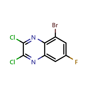 Chemical structure of 5-Bromo-2,3-dichloro-7-fluoroquinoxaline , CAS 2411640-54-3, AChemBlock T90877