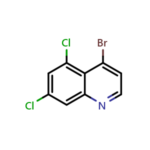 Chemical structure of 4-bromo-5,7-dichloroquinoline , CAS 203261-25-0, AChemBlock T90913