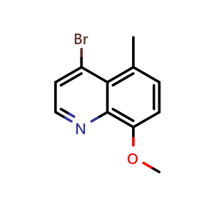 Chemical structure of 4-bromo-8-methoxy-5-methylquinoline , CAS 1602203-16-6, AChemBlock T90914