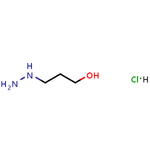 Chemical structure of 3-hydrazineylpropan-1-ol hydrochloride , CAS 1504590-65-1, AChemBlock T90922