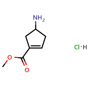 Chemical structure of methyl 4-aminocyclopentene-1-carboxylate hydrochloride , CAS 99237-02-2, AChemBlock T90924