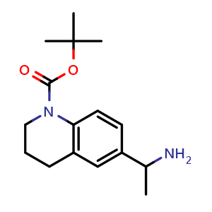 Chemical structure of tert-butyl 6-(1-aminoethyl)-3,4-dihydro-2H-quinoline-1-carboxylate , CAS 477312-83-7, AChemBlock T90928