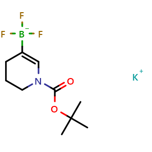 Chemical structure of potassium (1-tert-butoxycarbonyl-3,4-dihydro-2H-pyridin-5-yl)-trifluoro-boranuide , AChemBlock T90940