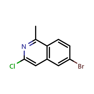 Chemical structure of 6-bromo-3-chloro-1-methylisoquinoline , CAS 2411638-32-7, AChemBlock T90943