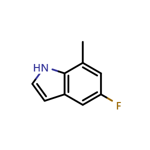 Chemical structure of 5-fluoro-7-methyl-1H-indole , CAS 1082041-52-8, AChemBlock T90958