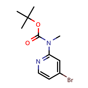 Chemical structure of tert-butyl (4-bromopyridin-2-yl)(methyl)carbamate , CAS 946000-13-1, AChemBlock T90969