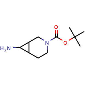 Chemical structure of tert-butyl 7-amino-3-azabicyclo[4.1.0]heptane-3-carboxylate , CAS 1561507-11-6, AChemBlock T90977