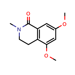 Chemical structure of 5,7-dimethoxy-2-methyl-3,4-dihydroisoquinolin-1(2H)-one , CAS 2411639-10-4, AChemBlock T90990