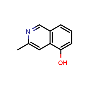 Chemical structure of 3-methylisoquinolin-5-ol , CAS 215237-76-6, AChemBlock T90995