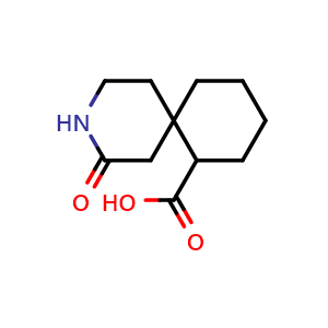 Chemical structure of 4-oxo-3-azaspiro[5.5]undecane-11-carboxylic acid , CAS 2411637-46-0, AChemBlock T91003