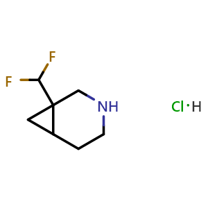 Chemical structure of 1-(difluoromethyl)-3-azabicyclo[4.1.0]heptane hydrochloride , CAS 2413379-83-4, AChemBlock T91014
