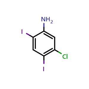 Chemical structure of 5-chloro-2,4-diiodo-aniline , CAS 1672665-95-0, AChemBlock T91030