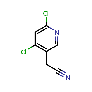 Chemical structure of 4,6-Dichloro-3-pyridineacetonitrile , CAS 199283-52-8, AChemBlock T91033