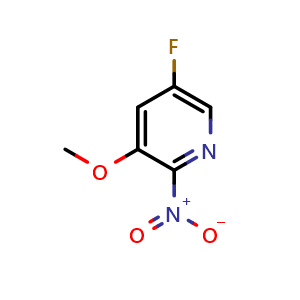 Chemical structure of 5-fluoro-3-methoxy-2-nitro-pyridine , CAS 1211528-10-7, AChemBlock T91047