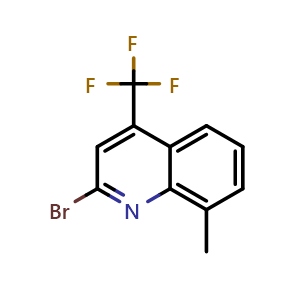 Chemical structure of 2-bromo-8-methyl-4-(trifluoromethyl)quinoline , CAS 596845-34-0, AChemBlock T91048