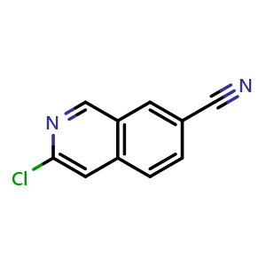 Chemical structure of 3-chloroisoquinoline-7-carbonitrile , CAS 1337881-31-8, AChemBlock T91052