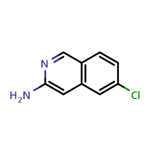 Chemical structure of 6-chloroisoquinolin-3-amine , CAS 1204701-64-3, AChemBlock T91053