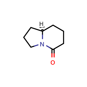 Chemical structure of (8aR)-2,3,6,7,8,8a-hexahydro-1H-indolizin-5-one , CAS 123749-02-0, AChemBlock T91058