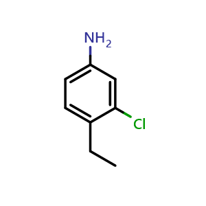 Chemical structure of 3-Chloro-4-ethylbenzenamine , CAS 50775-72-9, AChemBlock T91073