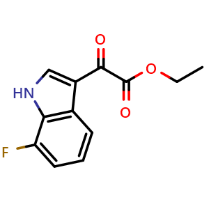 Chemical structure of ethyl 2-(7-fluoro-1H-indol-3-yl)-2-oxo-acetate , CAS 1438258-61-7, AChemBlock T91087