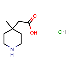 Chemical structure of 2-(4-methyl-4-piperidyl)acetic acid hydrochloride , CAS 1373223-36-9, AChemBlock T91088
