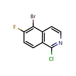 Chemical structure of 5-bromo-1-chloro-6-fluoroisoquinoline , CAS 1368066-64-1, AChemBlock T91114