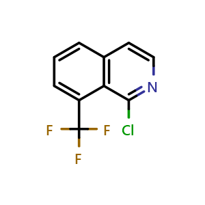Chemical structure of 1-chloro-8-(trifluoromethyl)isoquinoline , CAS 1283719-92-5, AChemBlock T91119