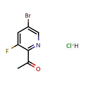 Chemical structure of 1-(5-bromo-3-fluoropyridin-2-yl)ethan-1-one hydrochloride , CAS 2411639-25-1, AChemBlock T91123