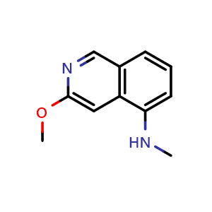 Chemical structure of 3-methoxy-N-methylisoquinolin-5-amine , CAS 1374652-01-3, AChemBlock T91149