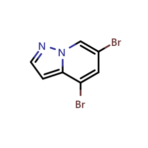 Chemical structure of 4,6-dibromopyrazolo[1,5-a]pyridine , CAS 1473426-21-9, AChemBlock T91175