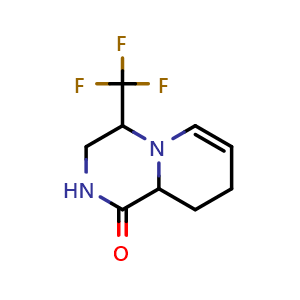 Chemical structure of 4-Trifluoromethyl-hexahydro-pyrido[1,2-a]pyrazin-1-one , CAS 1706546-32-8, AChemBlock T91184