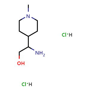 Chemical structure of 2-amino-2-(1-methyl-4-piperidyl)ethanol dihydrochloride , CAS 2411640-82-7, AChemBlock T91201