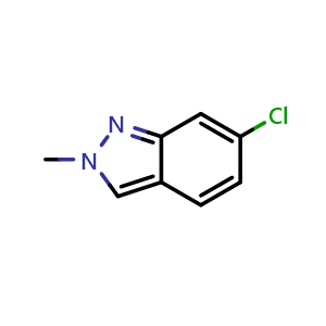 Chemical structure of 6-Chloro-2-methyl-2H-indazole , CAS 541539-87-1, AChemBlock T91216