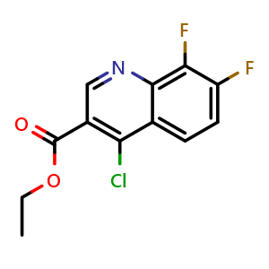 Chemical structure of ethyl 4-chloro-7,8-difluoroquinoline-3-carboxylate , CAS 318685-51-7, AChemBlock T91217